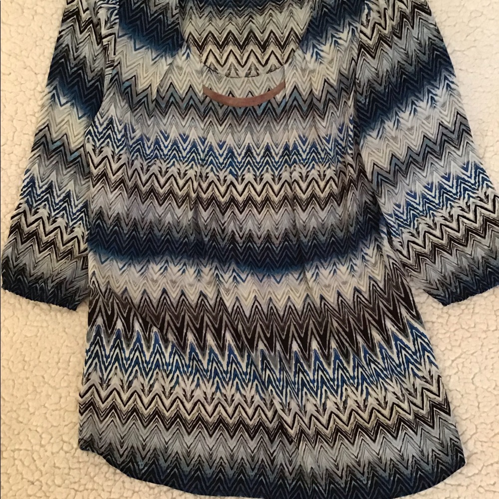 Women dress pullover New direction small top chevron blue, Tunic